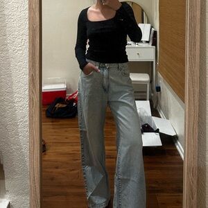 Cotton On High Waisted Wide Leg Jeans – Light Wash